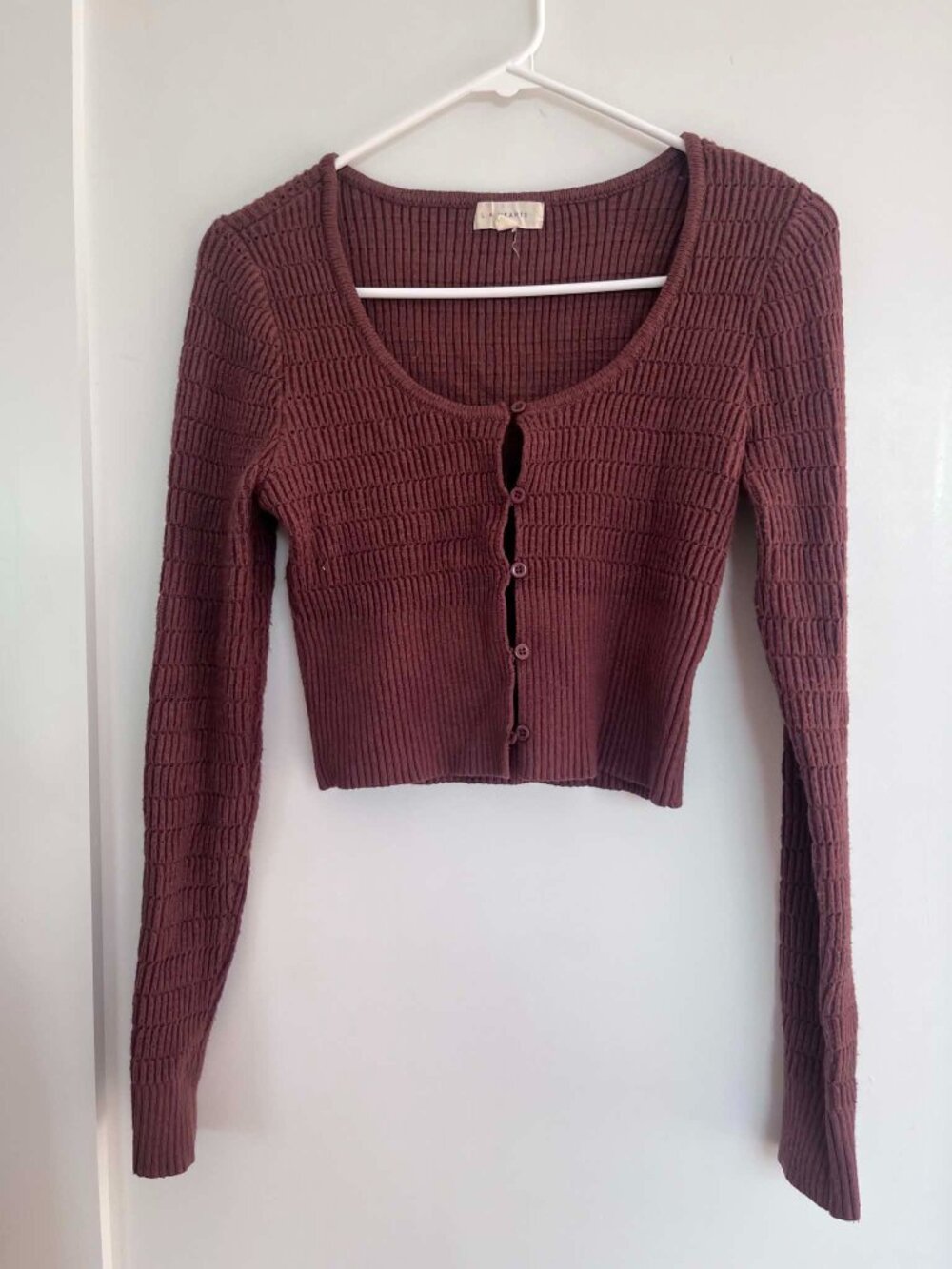 L.A. Hearts brown cropped button up cardigan